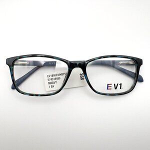 EV1 Bristol Eyeglass Frame Full Rim Square Spring Flex Black Navy Blue 56-16-145